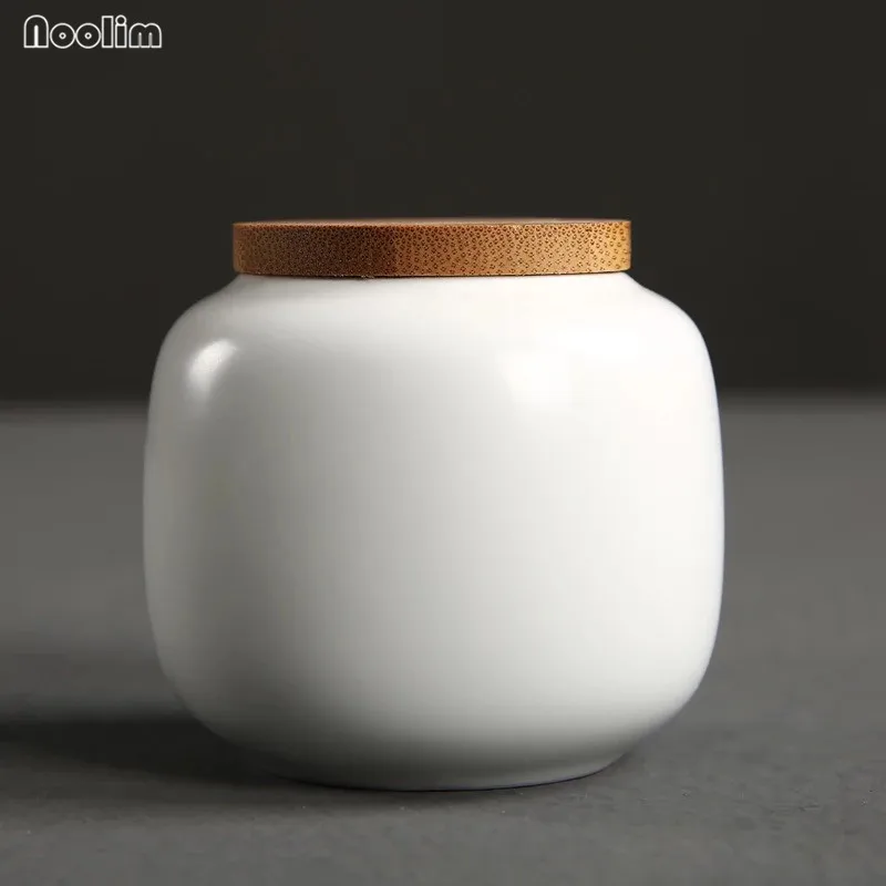 NOOLIM маленькие керамические чайные банки коробка для хранения конфет дорожная чайная упаковка бутылка герметичные мини-банки с бамбуковой крышкой