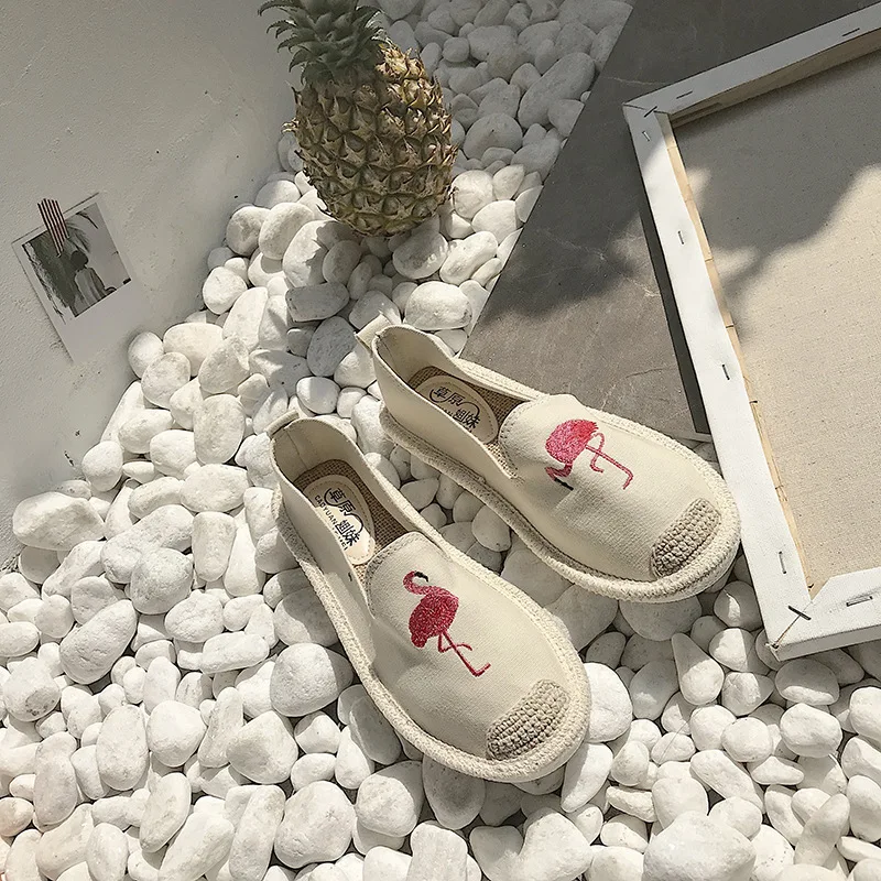 2019 г. женская обувь с Фламинго парусиновая повседневная удобная тканевым верхом