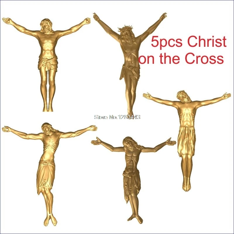 5 шт. 3d модель Christ on the Cross рельефом для ЧПУ STL формат Jesus cross рельефная фрезерный