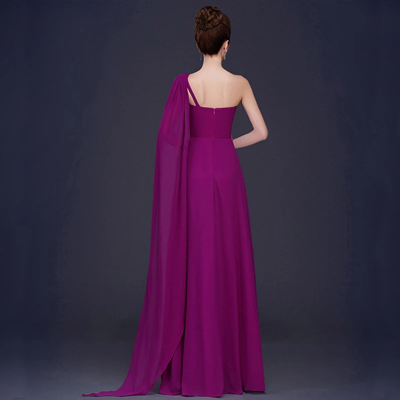 Длинные вечерние платья 2021 А-силуэта на одно плечо шифон Формальные Выпускные