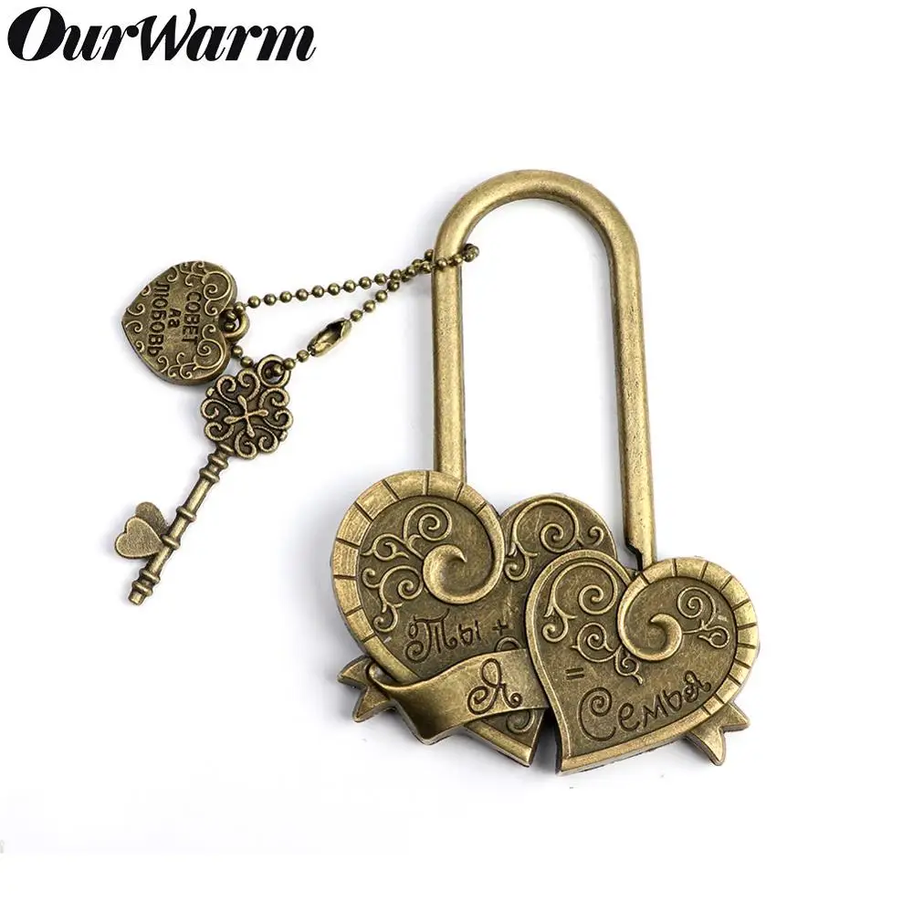 Свадебные сувениры OurWarm в рустикальном стиле замок с двойным сердцем для моста