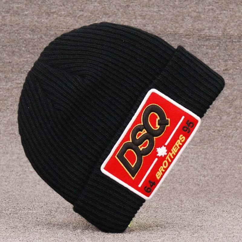 DSQICOND2 бренд Skullies шапочка Вышивка Лыжный Спорт Трикотажные Шапки прибытие Трикотажные DSQ зима Шапки Для мужчин Для женщин Канада капот Homme - Цвет: Черный
