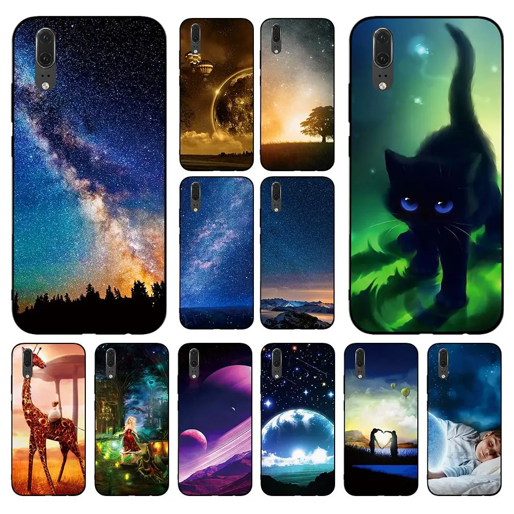 Purple universe and giraffe Soft Case for Huawei Y6 Y7 Y9 Prime 2017 2018 2019 Nova 2i 3 4 3i Lite Mate 10 20 Pro | Мобильные