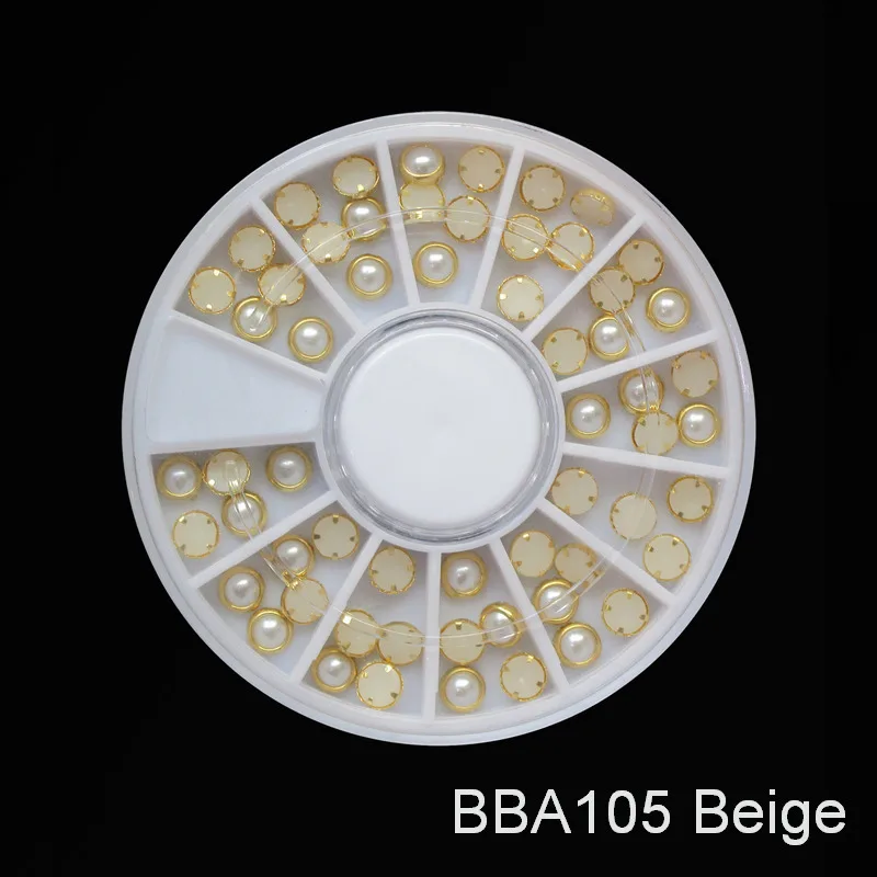 BBA105 Beige AddFavor украшения для ногтей Стразы акриловые Золотая цепь с жемчугом металлические шпильки драгоценные камни Поддельные бриллианты лак для ногтей дизайн Камни - Цвет: BBA105 Beige