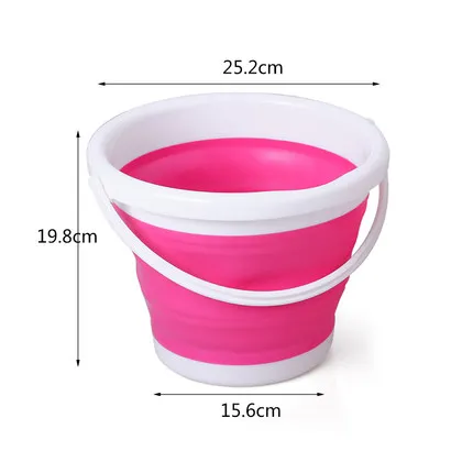 5L Pink 3/5/10L Многофункциональный креативный открытый Портативный складное ведро для мытья автомобиля толстый силиконовый 1 шт. кемпинг рыбалка игрушки светодиодные световые панели - Цвет: 5L Pink