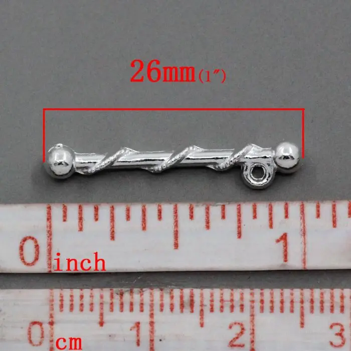 Doreenbeads амулет кулоны Majorette дубинка серебристого цвета 26x3,5 мм, 30 шт