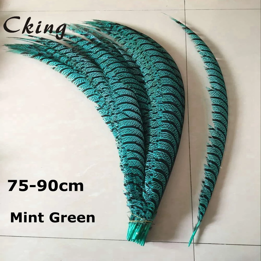 

50pcs Mint Green Lady Amherst Pheasant Feathers 75-90cm/30-36inch Wedding Accessories Stage performance diy Carnival diy crafts