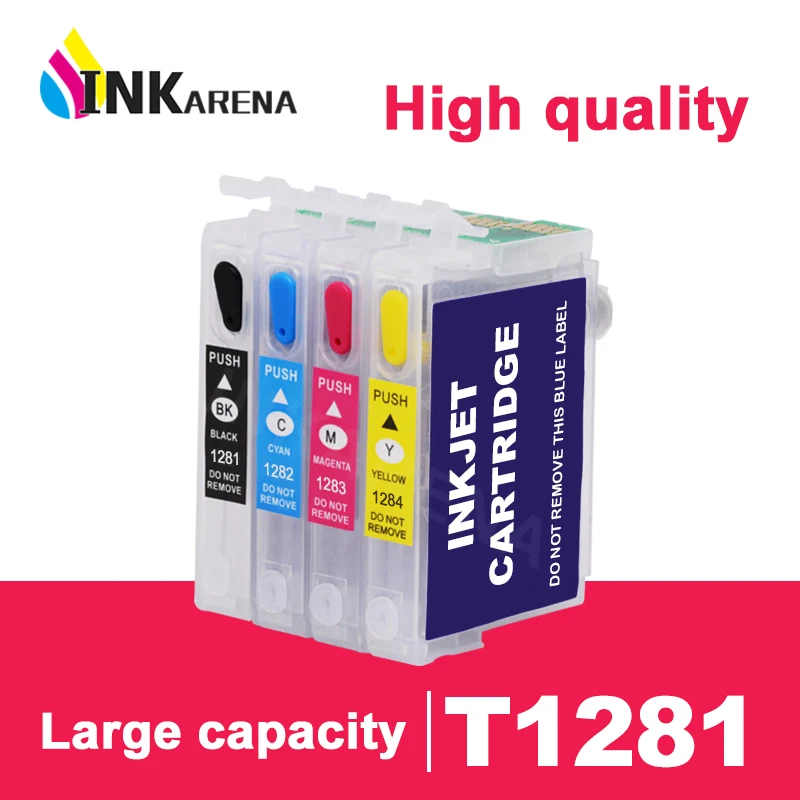 

INKARENA Refill Ink Cartridge For Epson T1281 Printer Ink Stylus SX425W SX430W SX435W SX438W SX440W SX445W S22 SX125 SX130 Kit