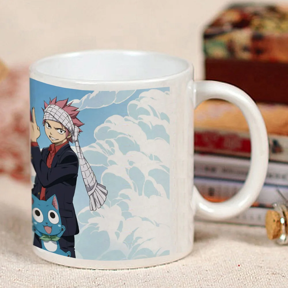 Творческий FAIRY TAIL молока белая чашка Кофе кружка с Нацу Люси Эрза серый Венди Happy