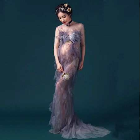 RQMaternity Dress Photography Pregnancy Clothes Maternity photography Long For Woma Free Size Q4 | Мать и ребенок