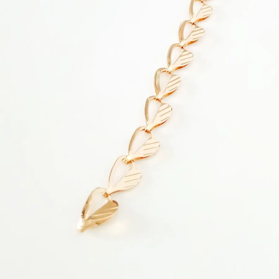 Женский браслет из розового золота 585 пробы корейский в форме сердца с золотыми