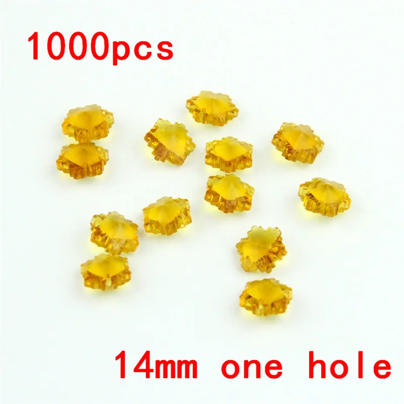 

Neat Cutting 1000pcs Diy Lighting Accessories Beaded Curtain Crystal Snowflake Beads 14mm Topaz Color Snow Shape One Hole