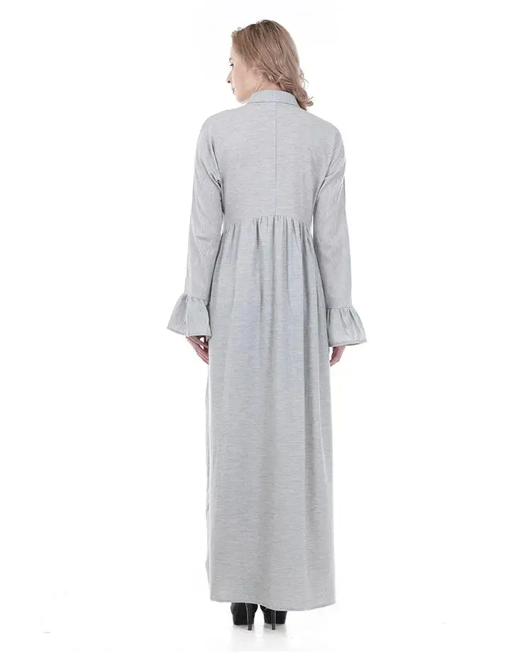 Вышитое женское длинное платье-рубашка кафтан с открытыми пуговицами для