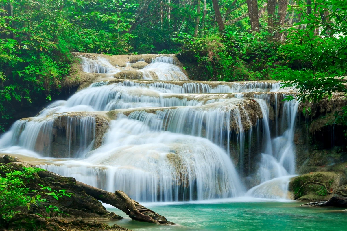 Индивидуальный Рисунок ткань постер Erawan водопад Kanchanaburi Тайланд JZK712 Настенный