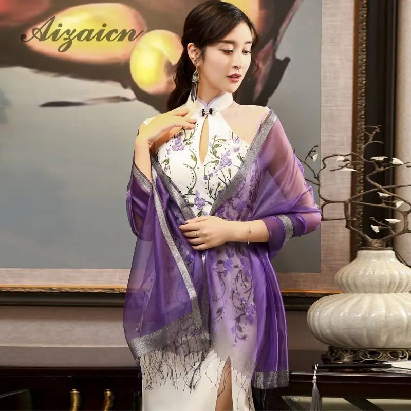 Роскошная вышивка Восточный Стиль Вечерние платья Длинные Cheongsam сексуальное летнее платье с разрезом от бедра женское китайское традиционное свадебное Qipao