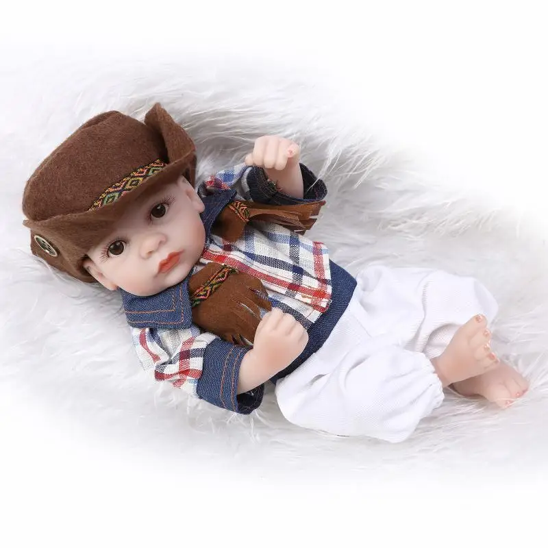 Bath Water New Cowboy Style 100% Full Silicone Reborn Dolls Fashion High Realistic 27cm Doll Toys for Children | Игрушки и хобби