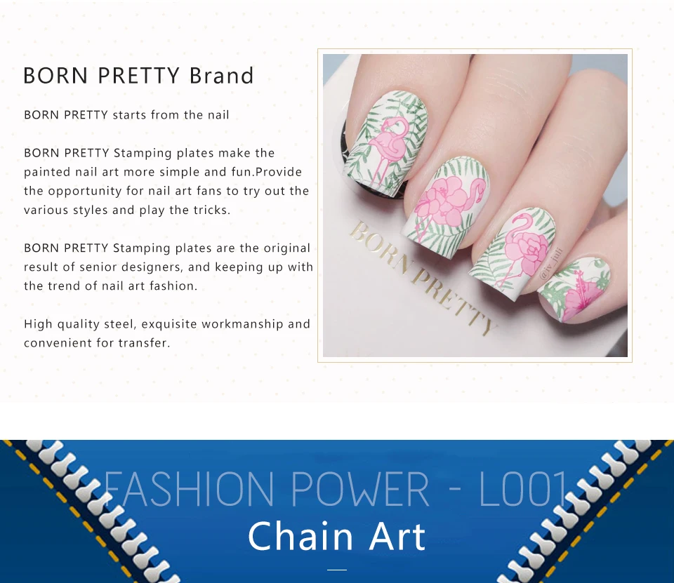 BORN PRETTY Rectangle Nail Stamping Plates Fashion Stainless Nail Art Image Nail Art Image DIY Plate Tools Fashion Power Theme