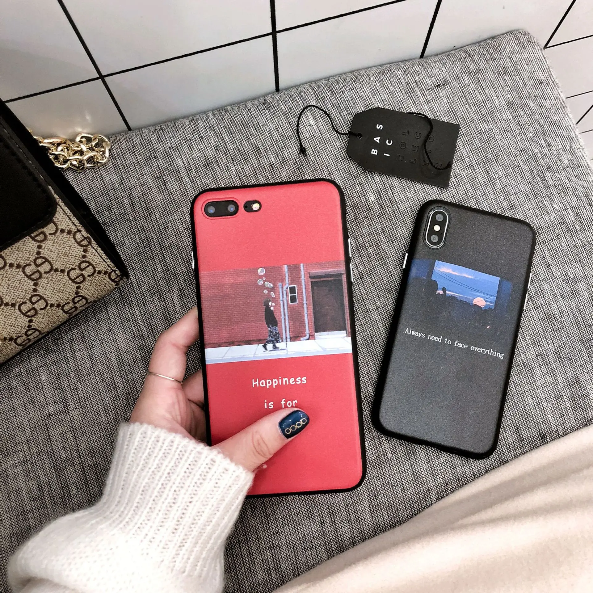 Retro Art Letters illustration Korean Phone Case For iPhone 6 Puls 6S 7 8 Cases Wine red Soft silicone Back Cover Coque |