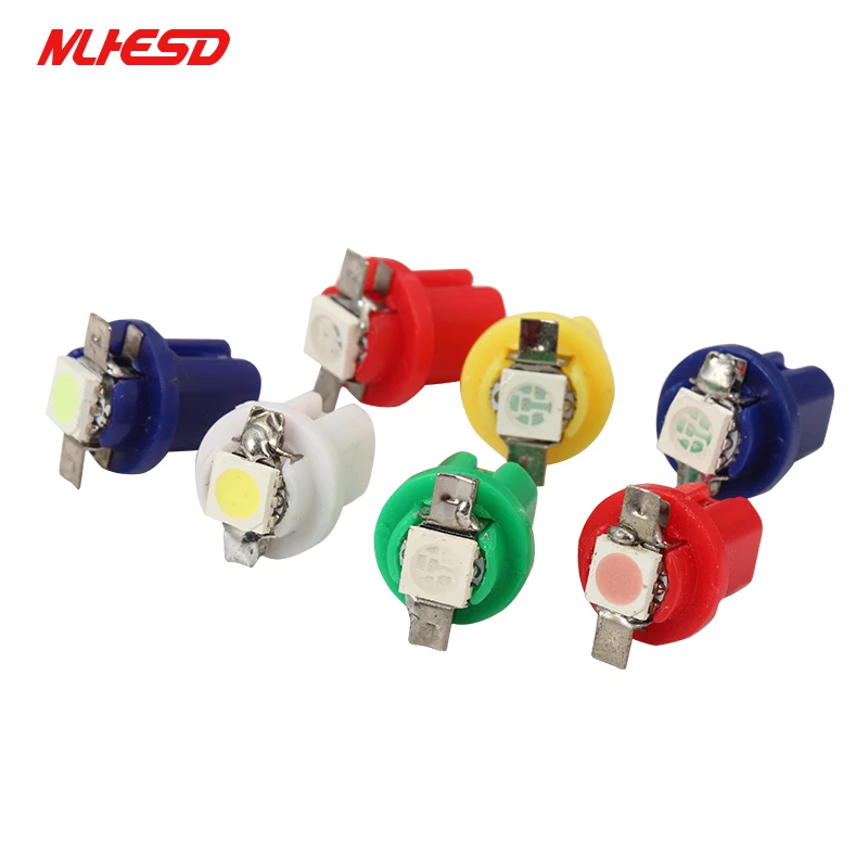 10 шт. авто светодиодный T5 B8.5 B8.5D BAX10d 5050 1 SMD 12V автомобиль приборной панели