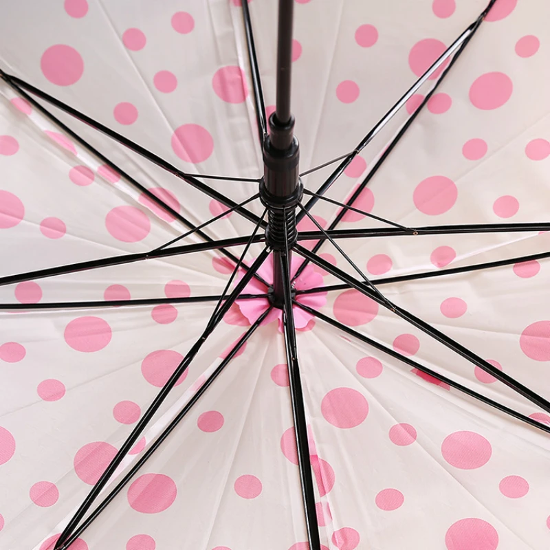 Дамы dot pattern висит ясно зонтик Дети Прекрасный автоматический длинной ручкой