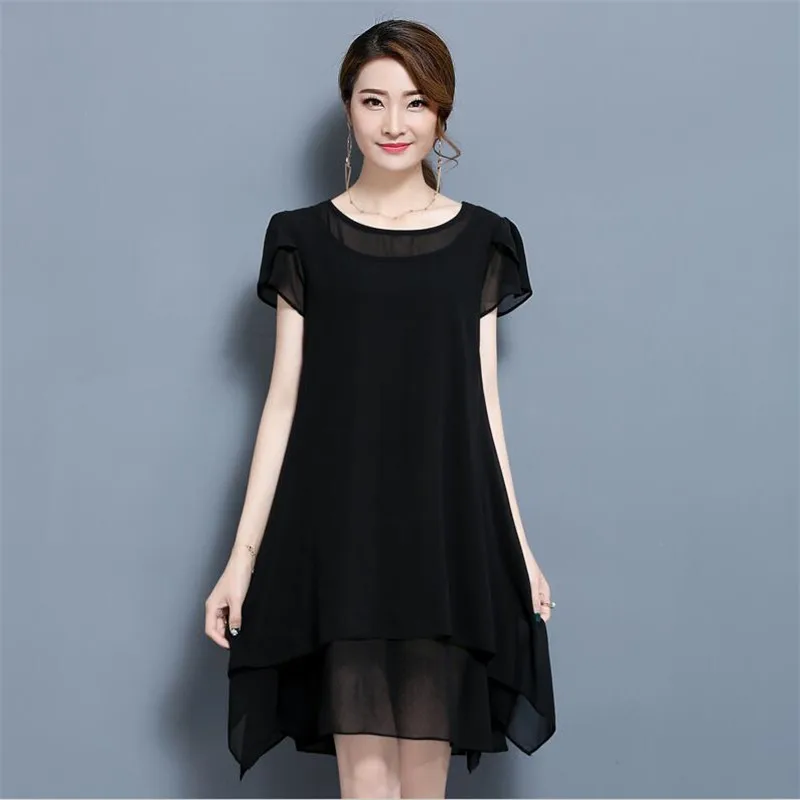 Лето 2020 Новое поступление женские шифоновые платья с коротким рукавом до колен
