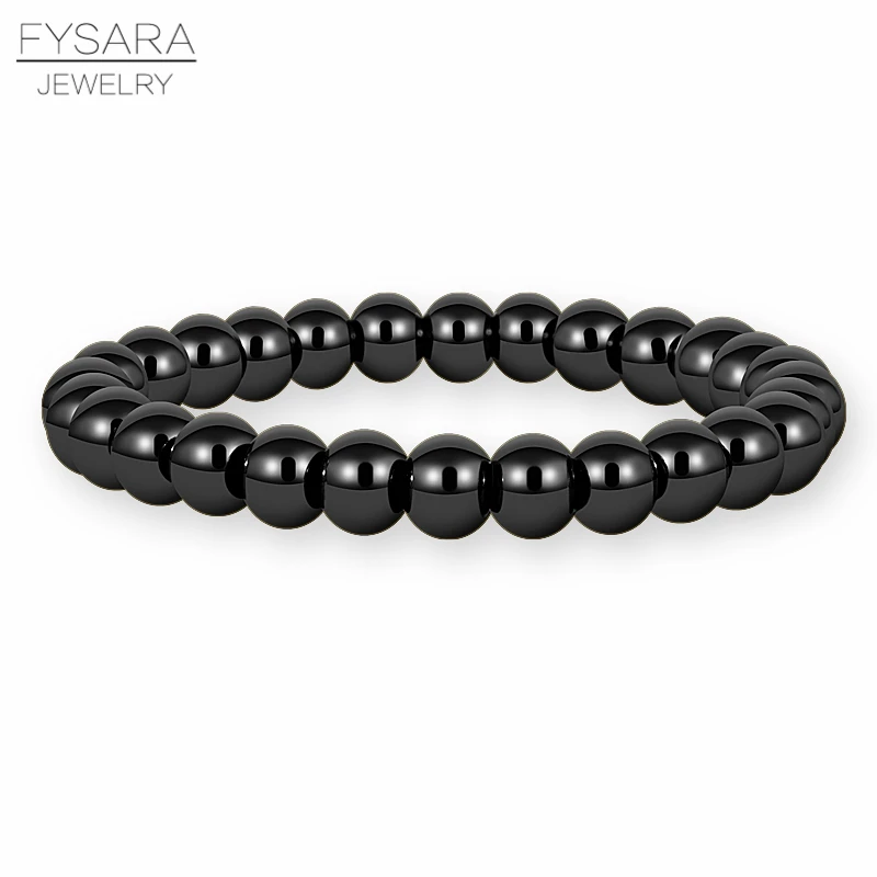 FYSARA 6/8 мм Нержавеющая сталь золото Цвет бисером Браслеты& браслеты для Для женщин Для мужчин ювелирные изделия байкер браслет велосипед бисера растягивающийся браслет