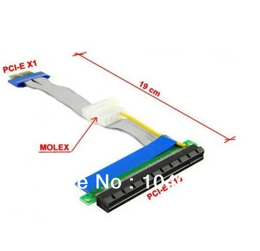 2 шт./лот PCI E Express 1X к X16 Riser Card гибкий ленточный удлинитель с кабелем питания molex для