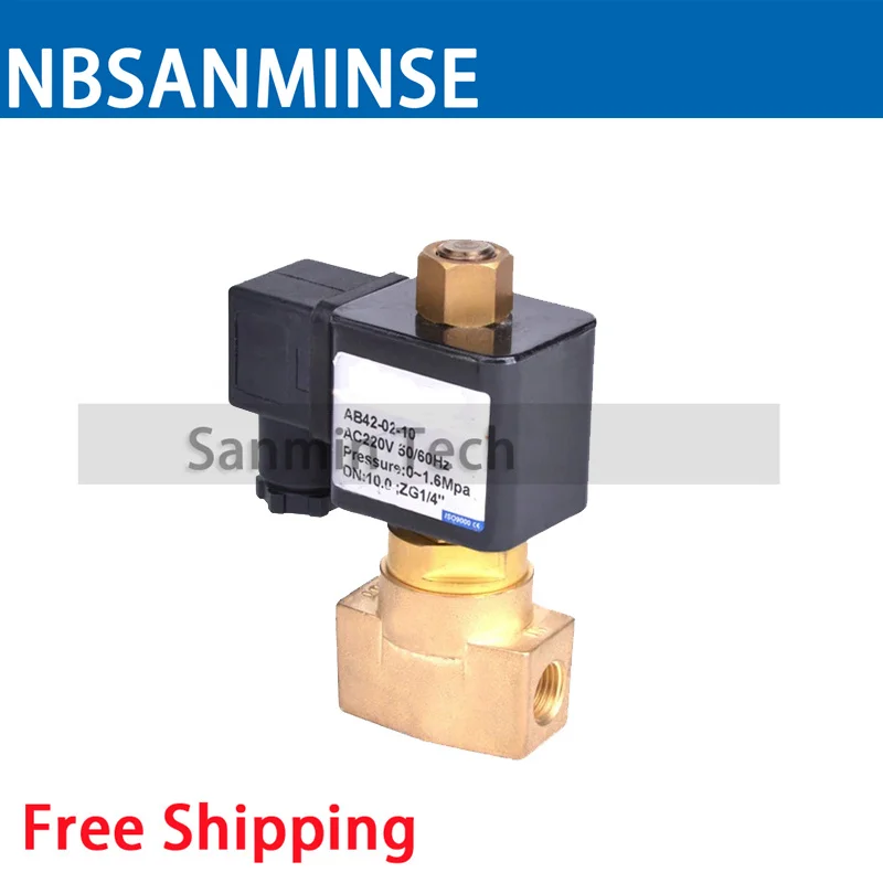 NBSANMINSE CKD Type Two way two position brass solenoid valve AC220V DC24V DC12V Direct Acting 0-1.6mpa AB42-02-10 Normally Open |