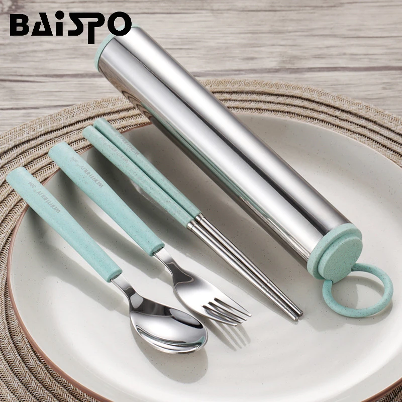 Baispo 4 шт./компл. Портативный посуда Нержавеющая сталь набор столовых приборов многоразовые Кемпинг ужин западные столовые приборы Кухня Еда посуда