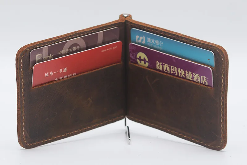 Высококачественные Зажимы для денег из натуральной кожи первого слоя мужчин