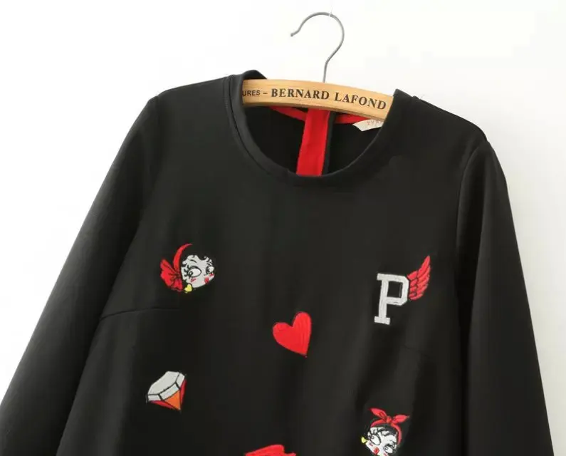 European and American style embroidery love topshop liz lisa sleeve dress long section S M L free shipping | Женская одежда