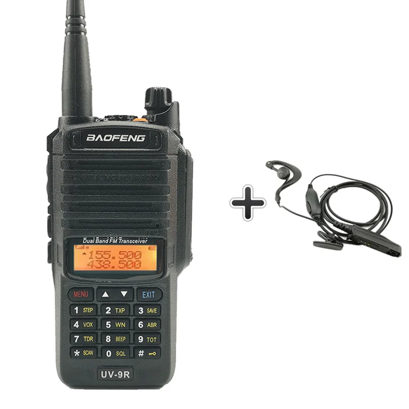 Add a headset Baofeng UV-9R IP67 водонепроницаемая рация Uhf Vhf Ham HF портативное радио UV 9R полицейское оборудование Walky Talky профессиональное UV9R - Цвет: Add a headset