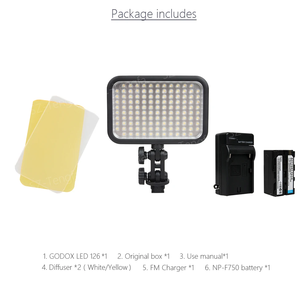 Godox led126 5500 К LED Видео свет фотографии Studio с F750 Батареи для цифровой Камера