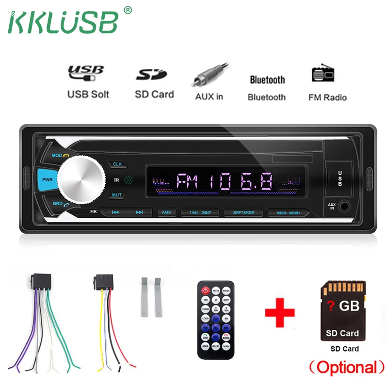 1 Din Авторадио автомобильное радио Bluetooth стерео устройство в тире FM Aux вход