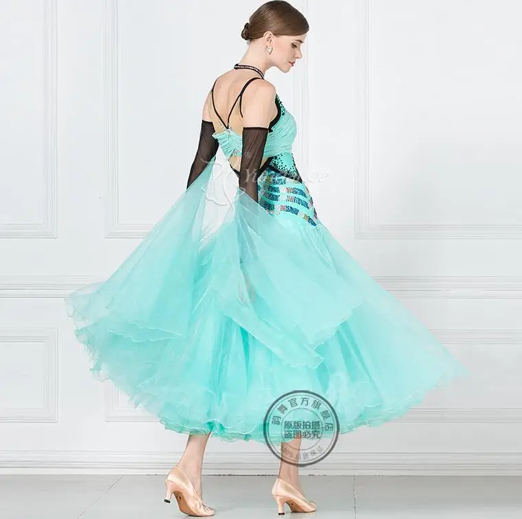New Competition ballroom Standard dance dress clothing waltz dresses Ballroom Dance Dress mint green17106 | Тематическая одежда и