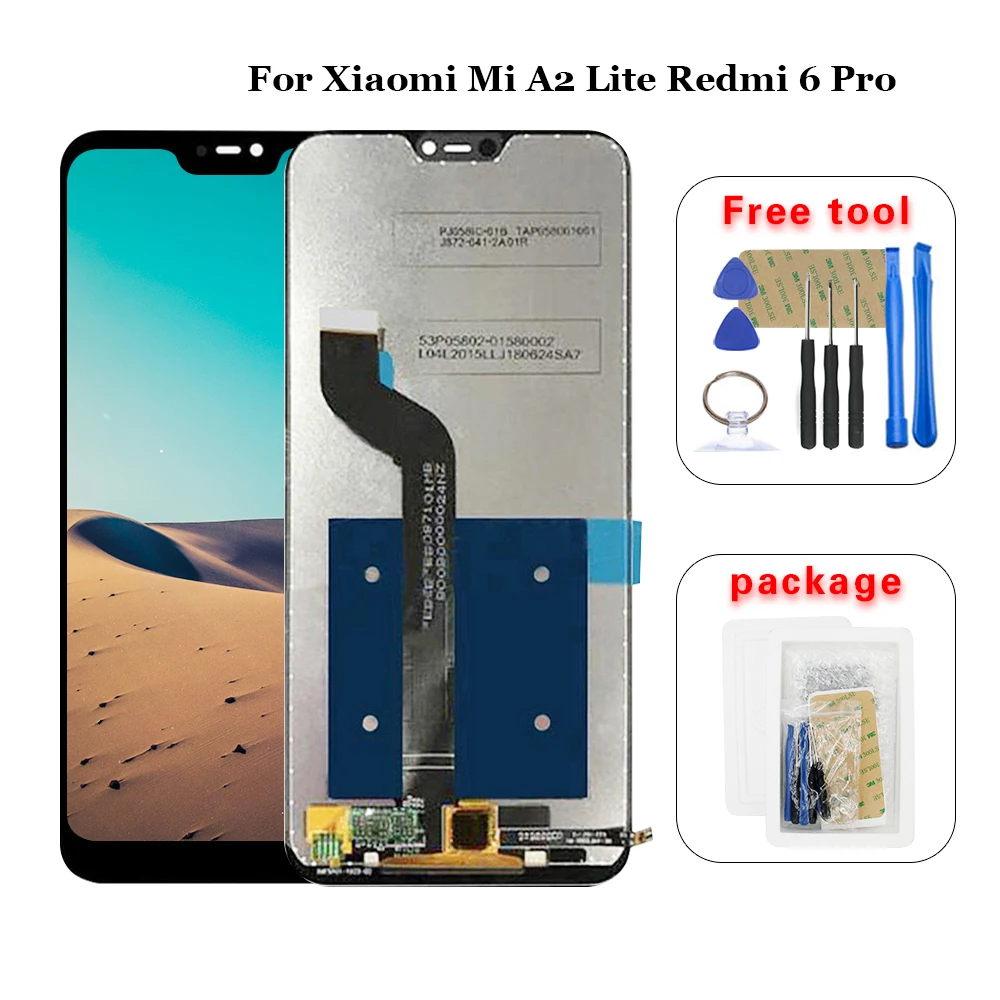 ЖК дисплей для Xiaomi Mi A2 Lite Redmi 6 Pro дигитайзер сенсорная панель стекло датчик в