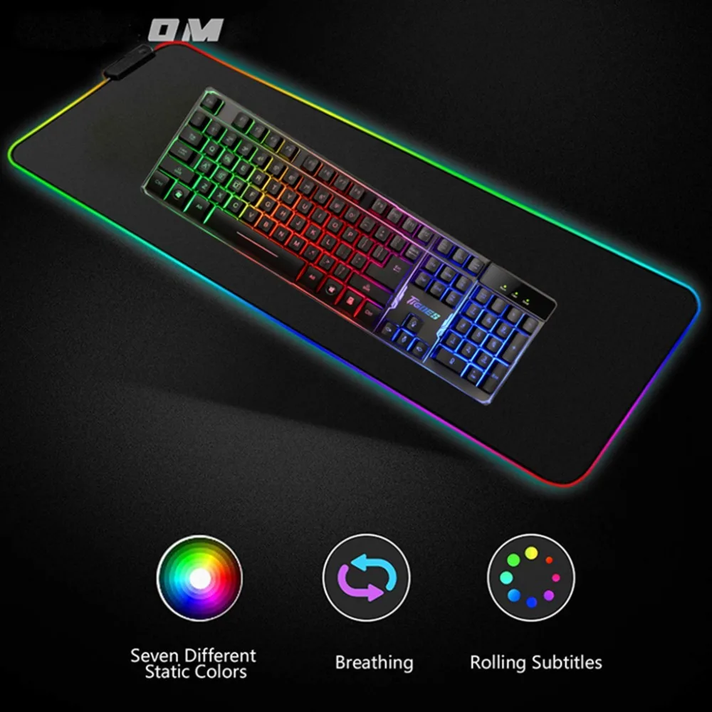 Цветной светящийся коврик для мыши RGB 7 светодиодный Коврик Для Мыши ПК ноутбука
