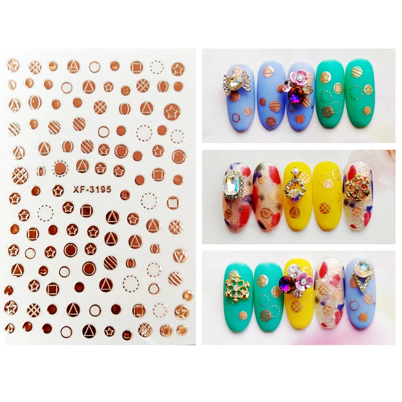 Стикер для дизайна ногтей s украшение спортивный логотип розовый золотой цвет