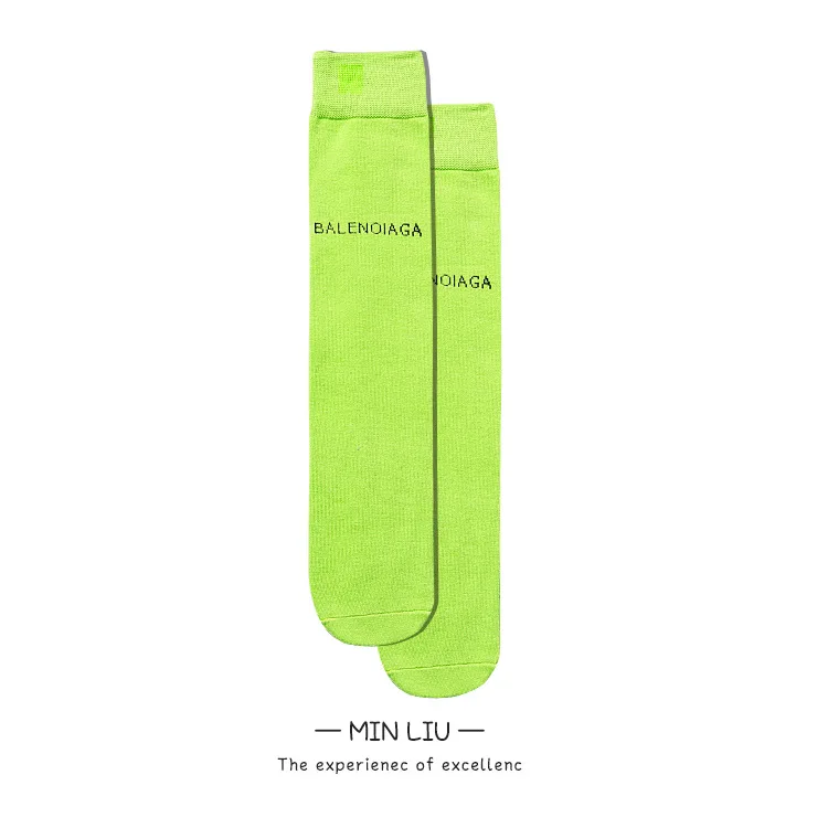 light green Детские гольфы хлопковые осенне-зимние спортивные школьные носки для мальчиков и девочек Детские теплые гольфы с разноцветными буквами - Цвет: light green