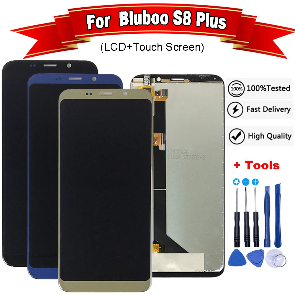 ЖК-дисплей 6 0 дюйма и сенсорный экран для Bluboo S8 Plus Замена с инструментами |