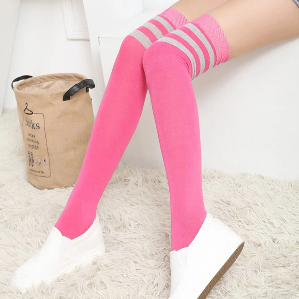 Sexy Warm Long Stocking Fashion Striped Knee Socks Women Cotton Thigh High Over The Knee Stockings For Ladies