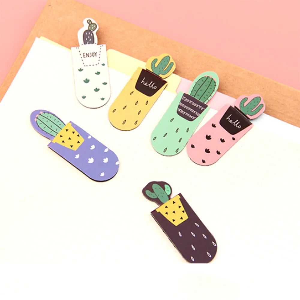 3 шт. милые магнитные закладки кактус Kawaii Teacher Book Mark канцелярские бумажные этикетки для книг зажимы для страниц школьные офисные принадлежности