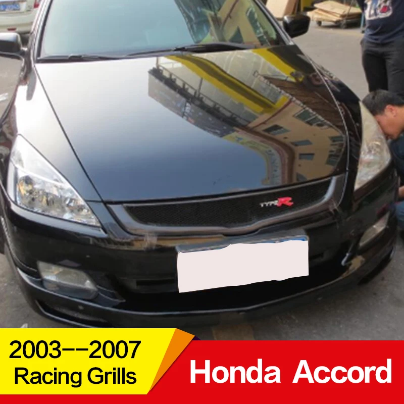 Использование для Honda Accord Racing Grills 2003 04 05 06 07 год углеродное волокно Refitt Передняя Центральная гоночная решетка крышка аксессуары