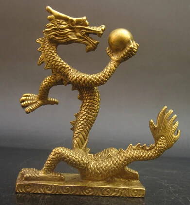 

wholesale bronze factory Copper crafts Good copper dragon decoration golden wedding Brass Fine Arts Crafts decoration