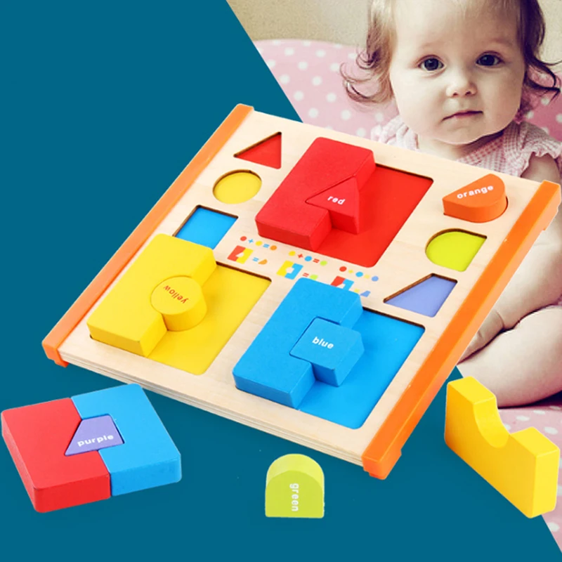3D деревянные пазлы настольные игрушки подарки определение цветов Tangram Пазлы для