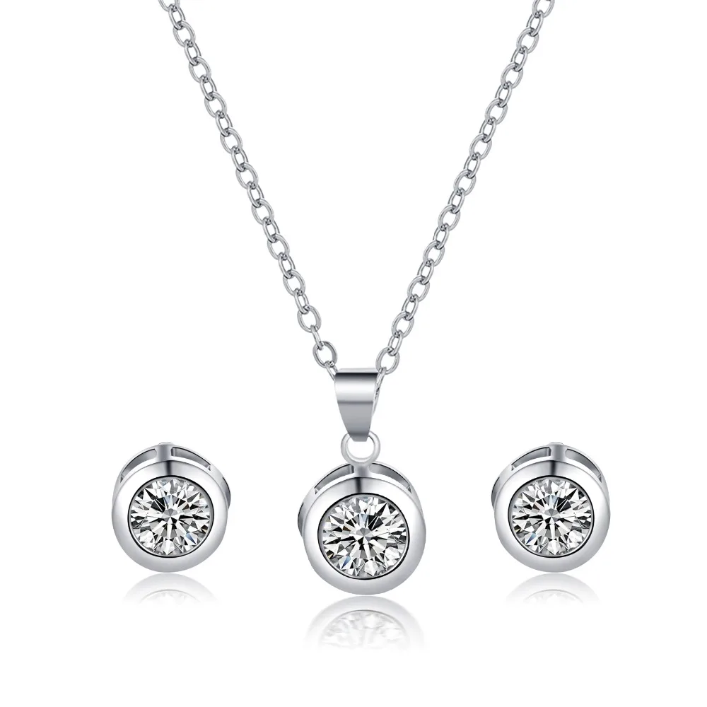 Manxiuni Модные женские круглые ювелирные изделия набор из белого циркона Свадебные