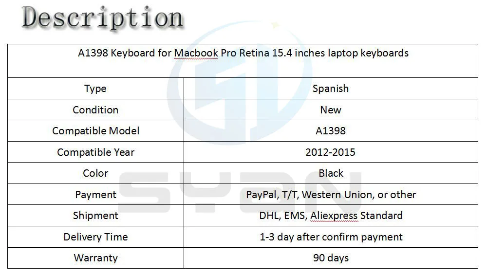 A1398 клавиатура для Macbook Pro retina 15,4 дюймов ноутбука MC975 MC976 ME664 ME665 ME293 ME294 клавиатуры абсолютно новые 2012