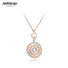 JeeMango глина AAA циркон ожерелье из нержавеющей стали розовое золото римские цифры Круги Чокеры ожерелья для женщин JN19045