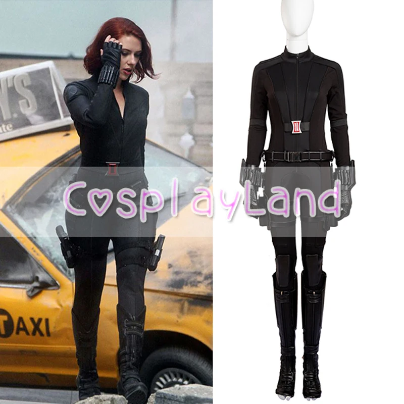 Мстители черный костюм вдовы Хэллоуин супергерой Черная Вдова Косплей кожаный