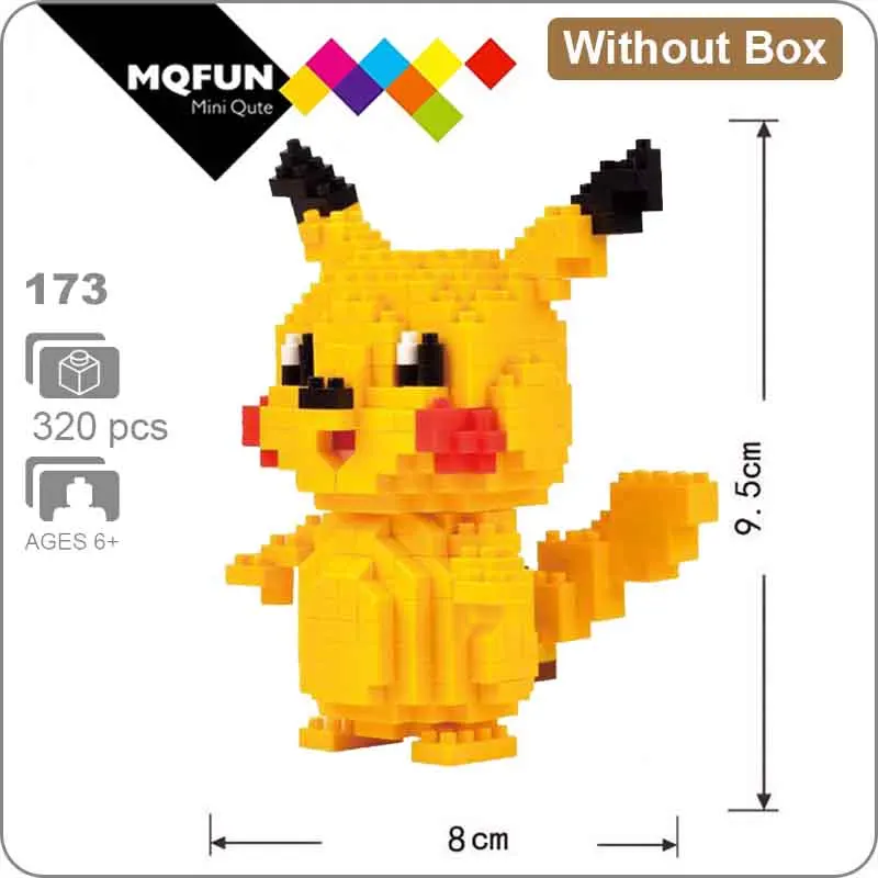 LNO 173 Without Box LNO мини блоки фигурки kawaii 3D Пикачу японский мультфильм Аниме пластиковые детали для конструктора игры DIY модели образовательных игрушек - Цвет: LNO 173 Without Box